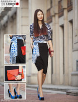 明星爱街拍36期：俊男美女各式蓝色搭配