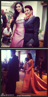 组图：范冰冰亮相红毯 粉色拖地长裙甜美高贵