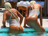 组图：花花公子姐妹花泳池写真 豪放秀肥臀丰乳