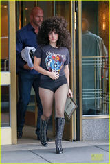 组图：Gaga高跟靴黑网袜魅惑十足 爆炸头吸睛