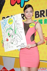 组图：傅颖出席世界杯活动 笑看整容指控