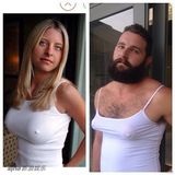 组图：外国神烦大叔模仿女孩 丰胸丁字裤齐上阵