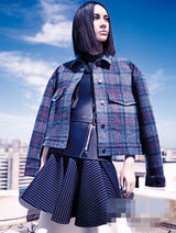 组图：尚雯婕冬日大片格纹装变身摩登女