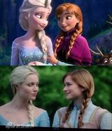 组图：《童话镇》曝《冰雪奇缘》场景 姐妹牵手