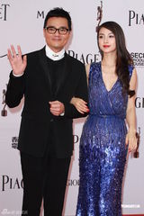 高清图：Angelababy深V长裙现身 林家栋绅士护花