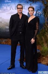 组图：皮特朱莉情侣装恩爱亮相 牵手深情对望