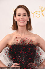 组图：莎拉-保罗森黑纱裙亮相艾美红毯