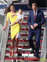 组图：凯特抱子随访澳洲 黄衣明艳狂风吹乱秀发