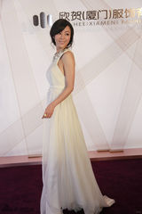 组图：张静初出席活动典雅长裙秀美背