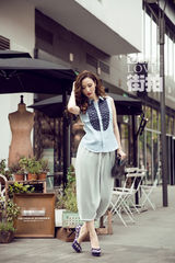 明星爱街拍：张萌红唇演绎浅色系清新范儿