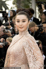 组图：范冰冰戛纳走秀 发髻复古蕾丝礼服妩媚优雅