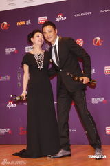 幻灯：香港金像奖后台 任达华惠英红互吻庆祝