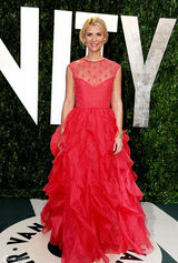 高清组图：奥斯卡派对克莱尔-丹妮斯玫红色礼服