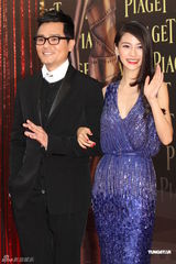 高清图：Angelababy深V长裙现身 林家栋绅士护花