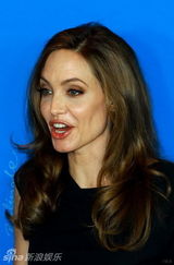 组图：《血与蜜之地》记者会 朱莉黑裙典雅性感