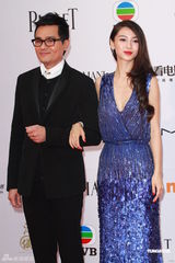 高清图：Angelababy深V长裙现身 林家栋绅士护花