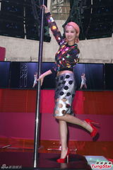 高清组图：蔡依林桃心装为新碟庆功 示范钢管舞