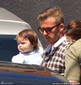 组图：贝克汉姆携可爱女儿为爱妻维多利亚庆生