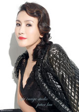 组图：王茜红唇卷发复古写真高贵典雅显韵味