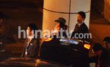 组图：章子怡深夜冒寒回京 撒贝宁接机同回公寓