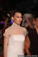 组图：金钟奖红毯纪培慧白色薄纱裙仙气十足