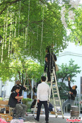 组图：张震婚礼现场布置曝光 全白桌椅吊饰唯美