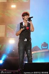 组图：谢霆锋献唱演唱会 蔡依林露胸垫上下走光