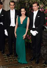 组图：黛塔-范-提斯深V长裙露完美胸线