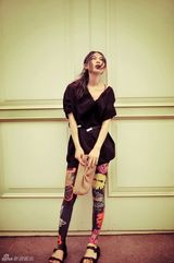 幻灯图：陈燃街拍写真造型多变 时尚装扮惊艳街头