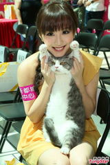 组图：陈静与爱猫拍照有默契 宠物猫走秀