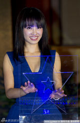 幻灯图：蔡依林启动中国达人秀 宝蓝礼服波涛胸涌 