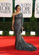 高清图：68届金球奖红毯 肖恩-罗宾森闪闪惹人爱