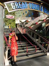 高清：江映蓉着鲜红色旗袍秀中国风 带小浪游美国