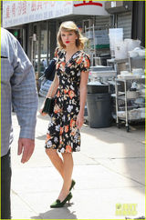 组图：泰勒复古裙秀纤细腰身 袅袅婷婷娇艳如花