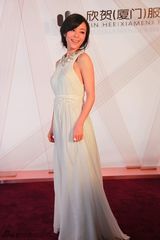 组图：张静初出席活动典雅长裙秀美背