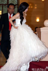 组图：洪秀雅现身百想红毯低胸长裙秀双峰