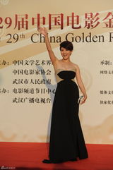 组图：颜丙燕亮相金鸡红毯 抹胸长裙性感优雅