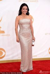 组图：女星茱莉亚-路易斯抹胸礼服亮相艾美红毯