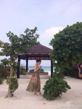 组图：李小冉马尔代夫拍写真 秀香肩锁骨销魂