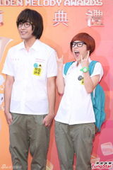 组图：棉花糖情侣学生装亮相 随意度似逛街