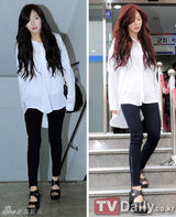 组图：4minute泫雅为韩普选投票 黑白配休闲亮相