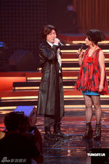 高清图：《劲歌金曲》录影 汪明荃造型火辣