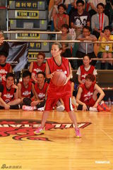 组图：群星红衣出席篮球赛 容祖儿李克勤又背又抱