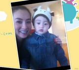 组图：张柏芝两子兄弟友爱 Qunitus陪Lucas打保龄球