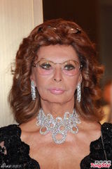 组图：索菲亚罗兰蕾丝黑裙秀丰乳 展巨星风采