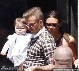 组图：贝克汉姆携可爱女儿为爱妻维多利亚庆生