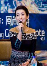 组图：秦海璐民族风印花短裙靓丽大方出席活动