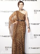 组图：范冰冰豹纹长裙亮相 称与设计师心灵相通