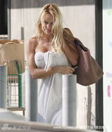 幻灯：艳星安德森浴巾裹身逛街 真空上阵不惧狗仔