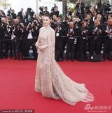 组图：范冰冰戛纳走秀 发髻复古蕾丝礼服妩媚优雅